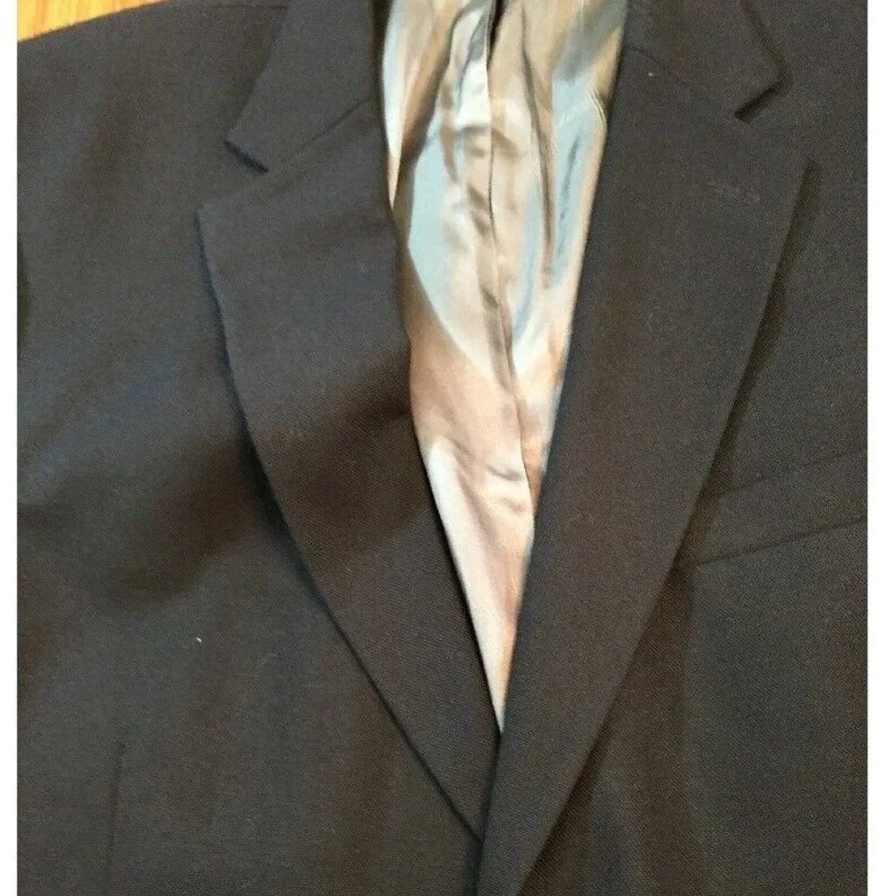 90s Y2K Stafford Blazer Mens 44R Navy Wool Blend Gold Buttons Classic Preppy VTG